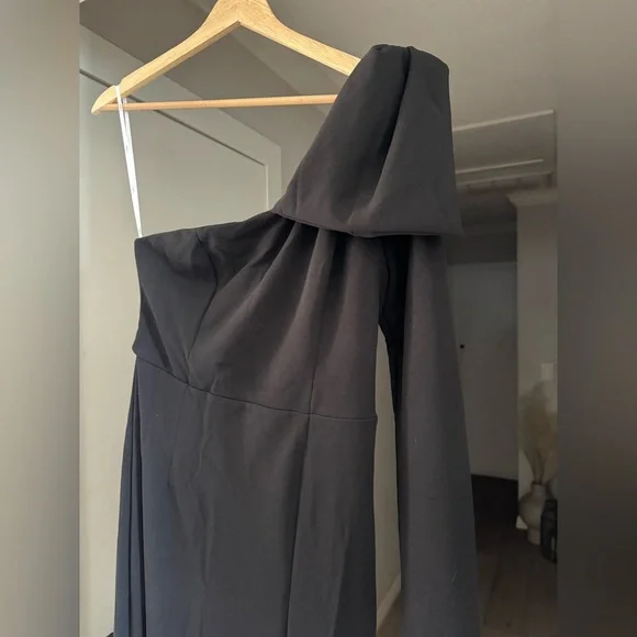 NWOT | Lulus | Sophisticated Poise Black Bow One-Shoulder Maxi Dress | Sz S - Picture 6 of 11